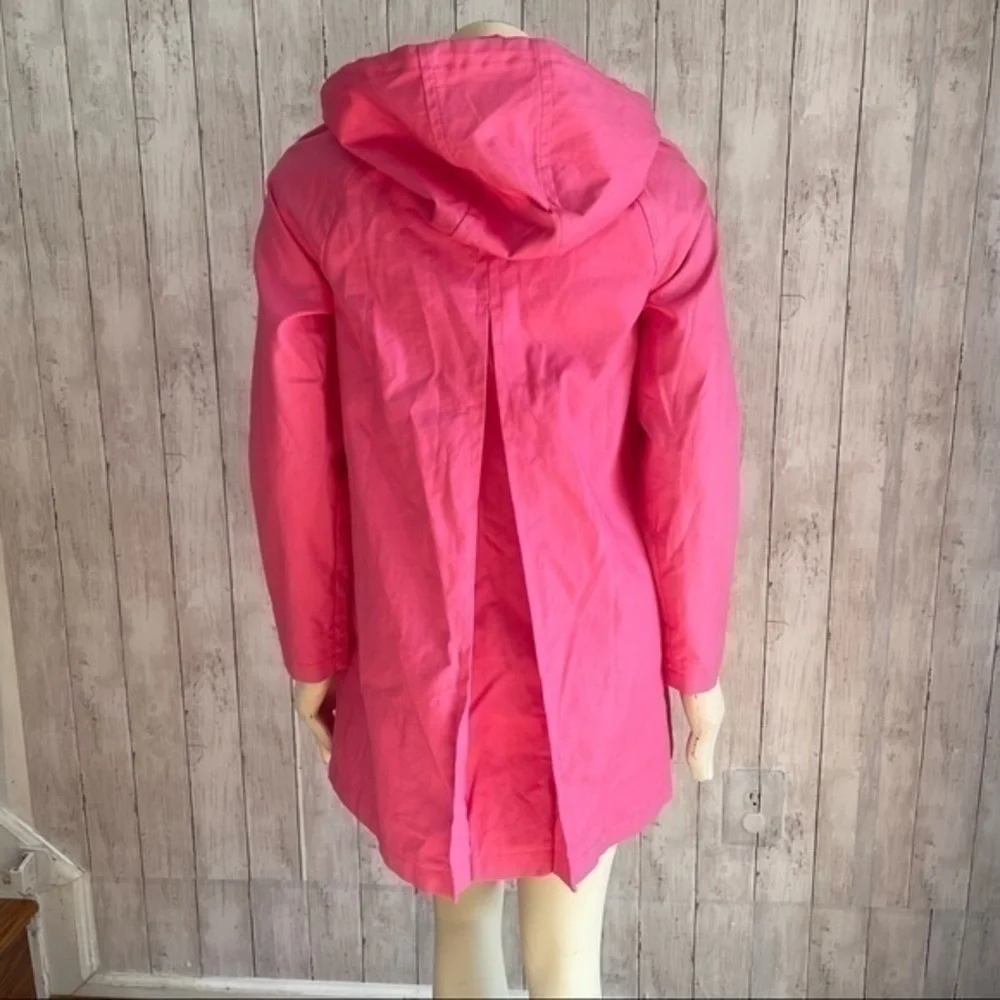 Kate Spade Women's Hooded Trench Coat Jacket, Zip/Snap Drawstring w Bow, Pink